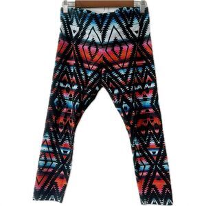 Mixit Black and Red Geometric Leggings‎